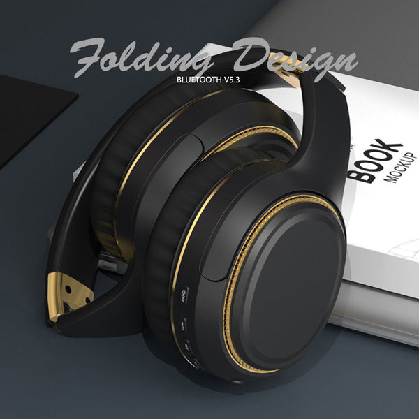 Jr H6 Foldable Bluetooth 5.3 Wireless Headphone Over Ear Active Noise Cancelling Deep Bass Headset (Beige) Headphones