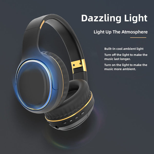 Jr H6 Foldable Bluetooth 5.3 Wireless Headphone Over Ear Active Noise Cancelling Deep Bass Headset (Beige) Headphones