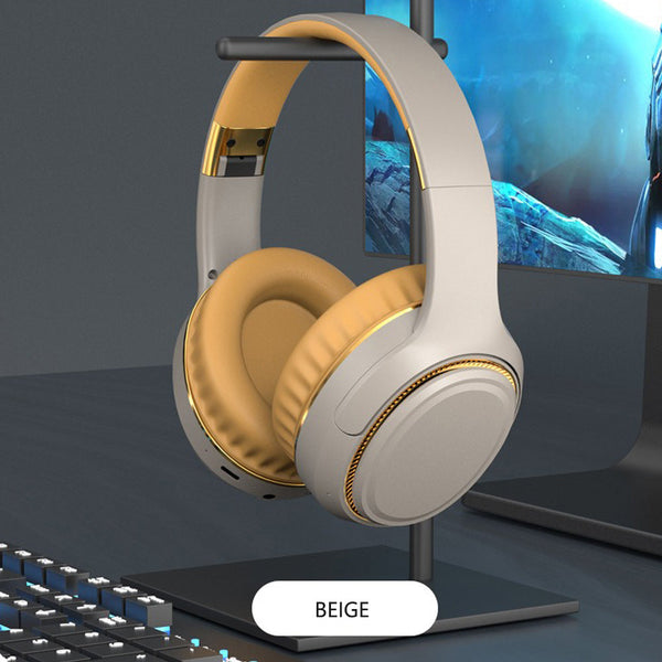 Jr H6 Foldable Bluetooth 5.3 Wireless Headphone Over Ear Active Noise Cancelling Deep Bass Headset (Beige) Headphones