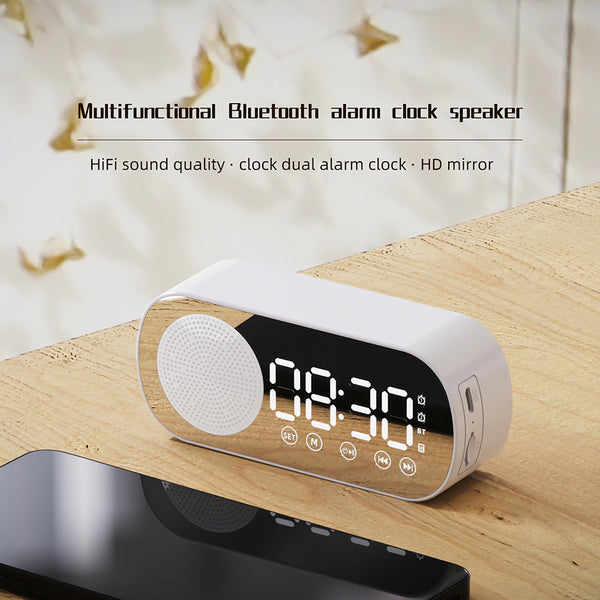 Wireless Bluetooth Speaker Alarm Clock Music Radio Player & Hands Free Calling Alarm Clocks & Clock Radios