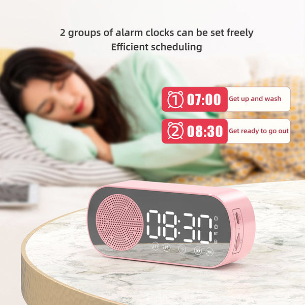 Wireless Bluetooth Speaker Alarm Clock Music Radio Player & Hands Free Calling Alarm Clocks & Clock Radios
