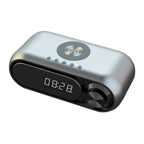 Bluetooth With 15W Wireless Charger Digital Alarm Clocks Fm Radio Music Player (Grey) Alarm Clocks & Clock Radios