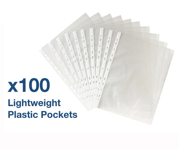 100Pack A4 Sheet Protector Plastic Pockets Bulk Lot Clear Reinforced Folders Personal Organisers