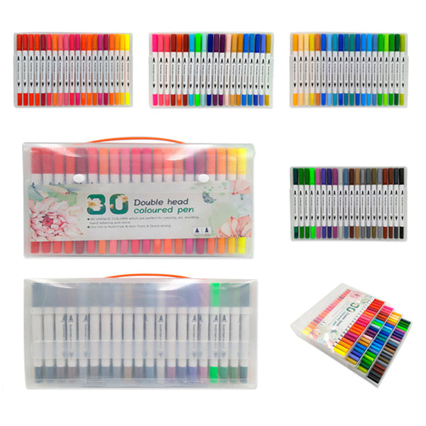 60 Unique Colors Double Head Acid Free Non Toxic Coloured Pens Art Pens & Markers
