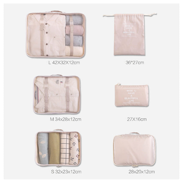 6 Pcs Waterproof Compression Packing Cubes Large Travel Luggage Organizer Storage Navy Packing Organisers