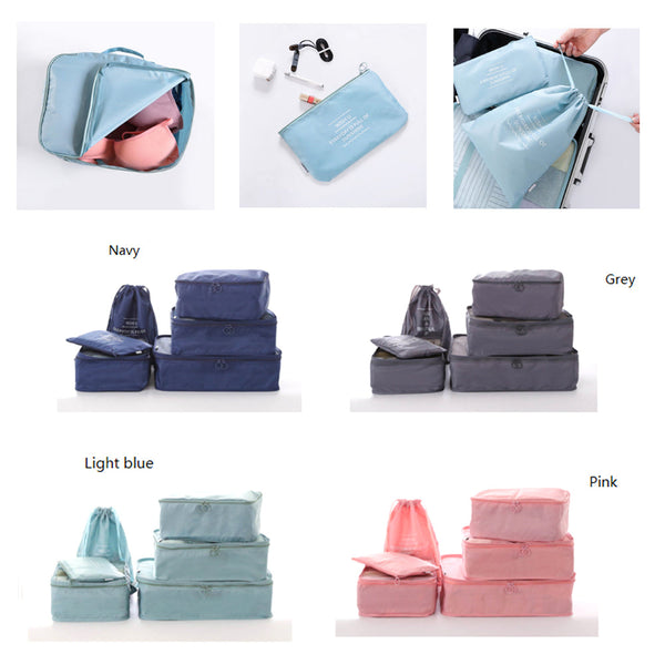 6 Pcs Waterproof Compression Packing Cubes Large Travel Luggage Organizer Storage Pink Packing Organisers