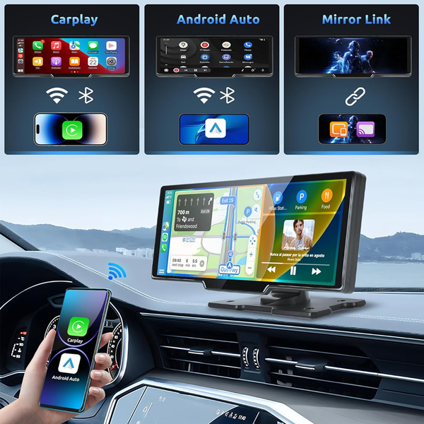 10.26In Wireless Apple Android Carplay Dual Dash Cam Front Rear Camera With 64G Card Video In Dash Units W/O Gps