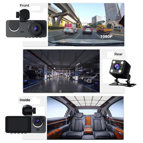 3 Channel Car Dvr Hd 1080P Vehicle Dash Cam Three Way Camera Dvrs Recorder With 32 Gb Card Video In Dash Units W/O Gps