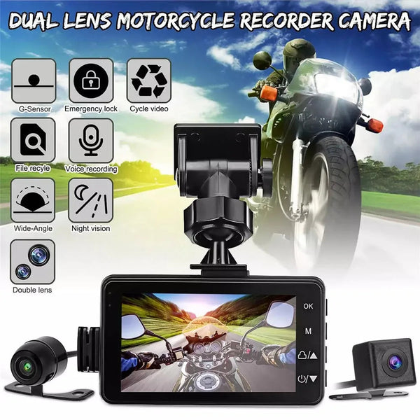 3Inch Lcd Hd Dual Camera Motorcycle Dvr Video Driving Recorder With 32G Card Video In Dash Units W/O Gps