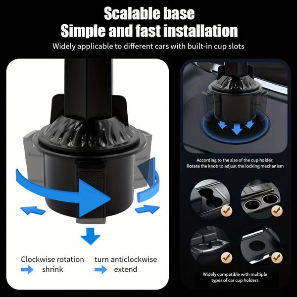 Universal 3In1 Car Cup Holder Tray Phone Mount Drink Food Table Tidy Organiser Cup Holders