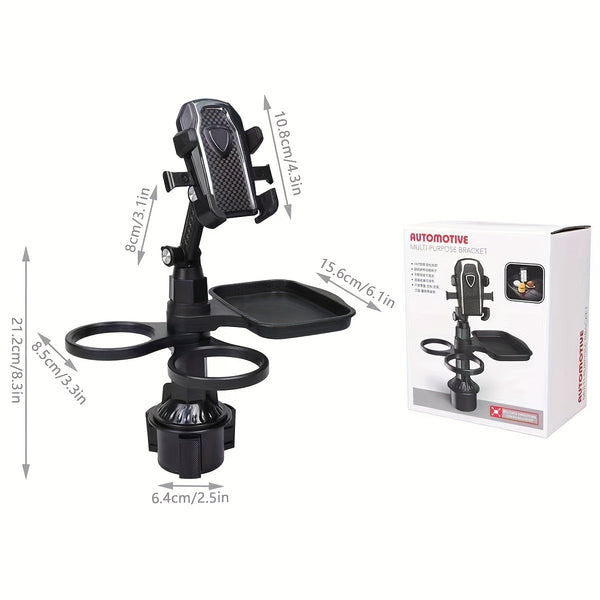 Universal 3In1 Car Cup Holder Tray Phone Mount Drink Food Table Tidy Organiser Cup Holders