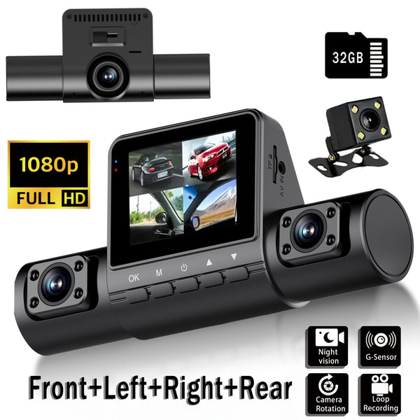 4 Channel 360 Panoramic 1080P Hd Dash Cam Comes With 32Gb Tf Card Video In Dash Units W/O Gps