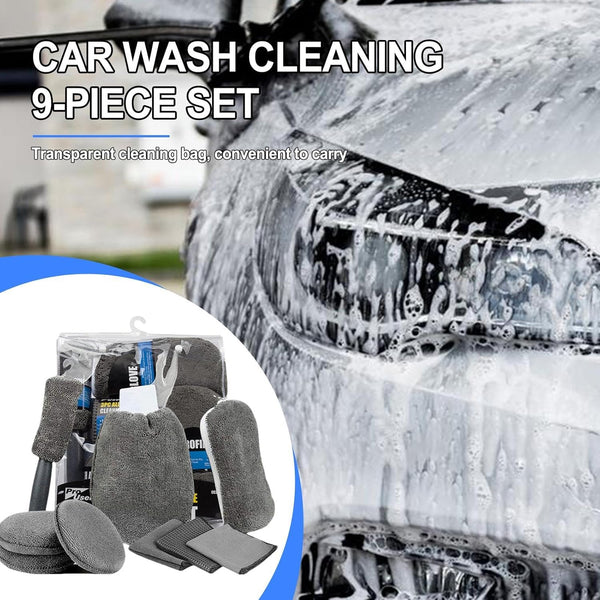 Car Cleaning Sponge Towel Brushe Set 9Pcs Wash Kits Tools Car Cleaning Tools
