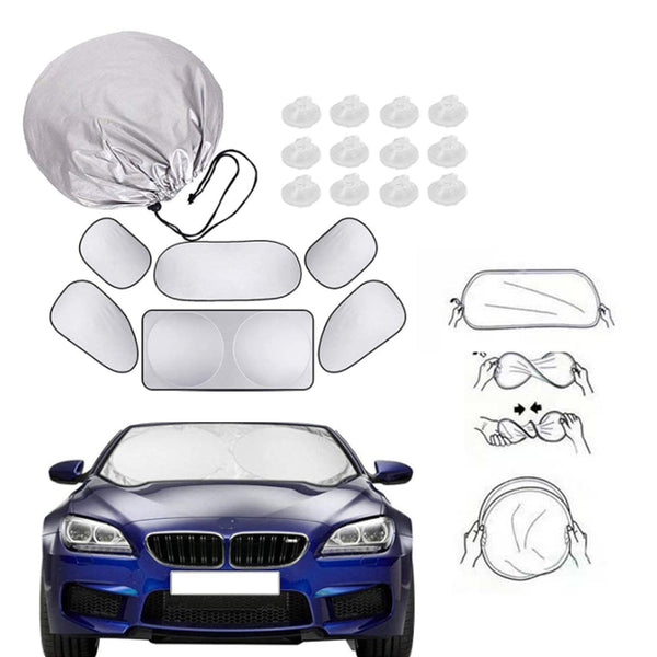 Set Of 6 Auto Front Rear Windshield Side Window Sun Shade Car Visor Cover Block Sun Visors