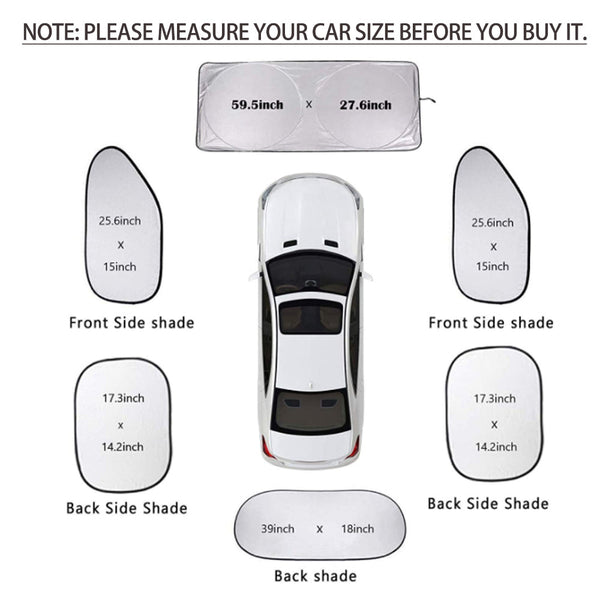Set Of 6 Auto Front Rear Windshield Side Window Sun Shade Car Visor Cover Block Sun Visors