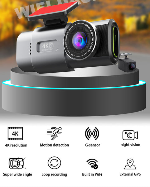 4K Dash Cam Uhd 2160P Wifi Front Dashcam Night Vision Car Camera With 64Gb Card Video In Dash Units W/O Gps