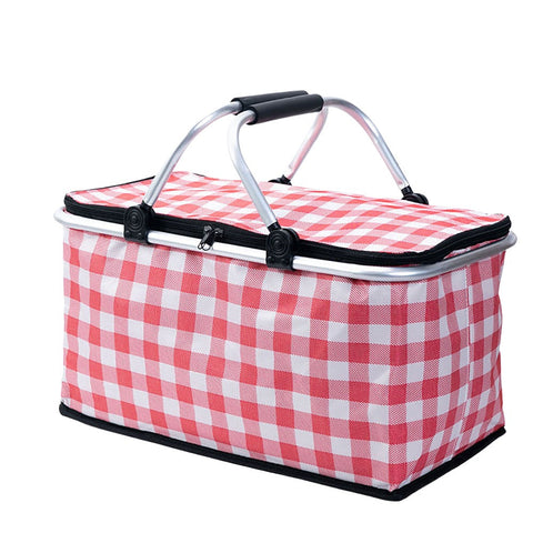 Picnic Baskets & Backpacks Jr Joyreap Collapsible Outdoor Camping Portable Insulated Picnic Basket Ice Pack(Red Grid)