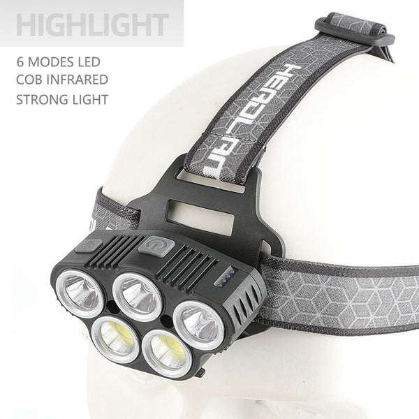 6 Modes Led Head Torch Induction Headlight Camping Cob Infrared Strong Lights Torches