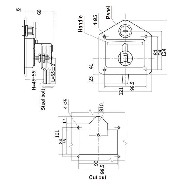 Sedy 4 Piece T Handle Locks Tool Box With Keys Stainless Steel Trailer Camper Truck Trailer Parts