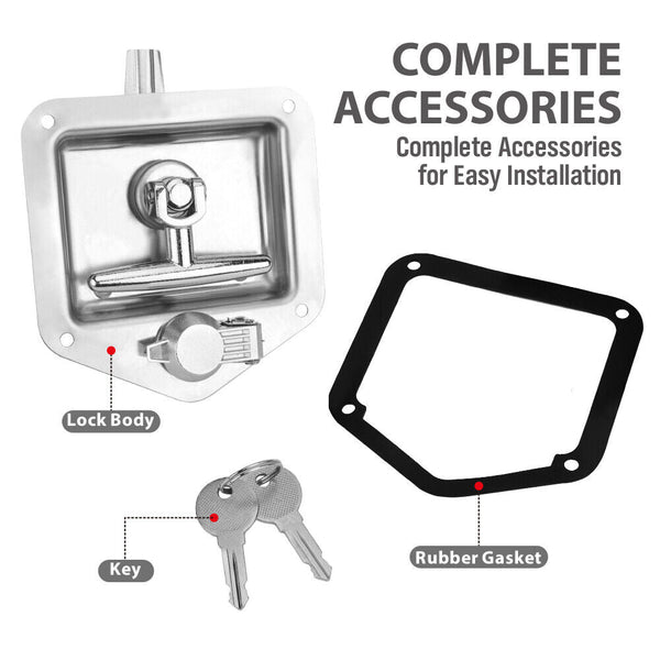 Sedy 4 Piece T Handle Locks Tool Box With Keys Stainless Steel Trailer Camper Truck Trailer Parts