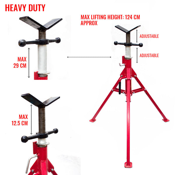Sedy Folding Jack Stand 120Cm Heavy Duty V Head Pipe Adjustable Height 1.25 Ton Jacks & Jack Stands