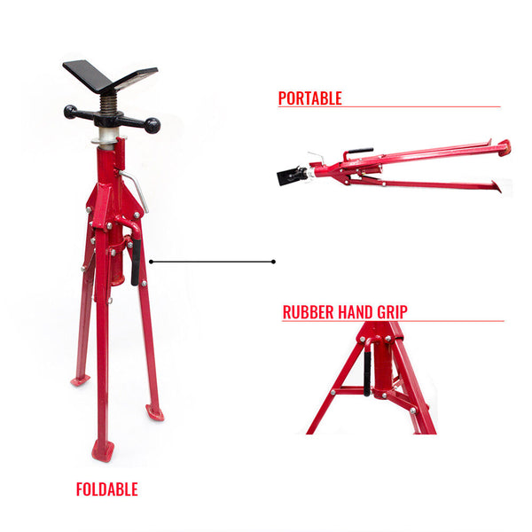 Sedy Folding Jack Stand 120Cm Heavy Duty V Head Pipe Adjustable Height 1.25 Ton Jacks & Jack Stands
