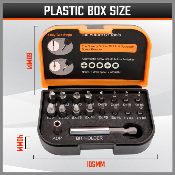 Sedy 18X Magnetic Damaged Screw Extractor Set Broken Drill Bit Remover Kit Hex Crv Other Hand Tools