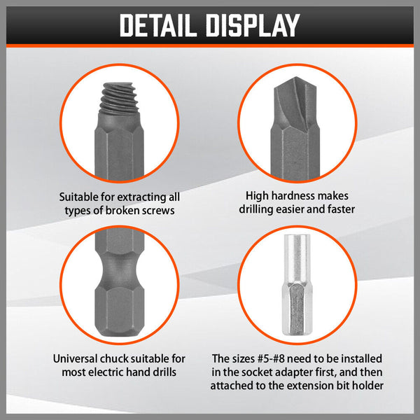 Sedy 18X Magnetic Damaged Screw Extractor Set Broken Drill Bit Remover Kit Hex Crv Other Hand Tools