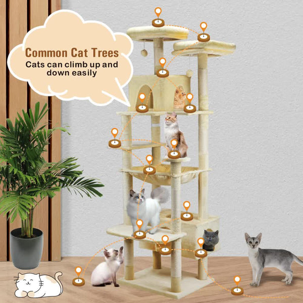 Vaka 184Cm Road Cat Tree Tower Scratching Post Scratcher Condo With Big Hammock Furniture & Scratchers