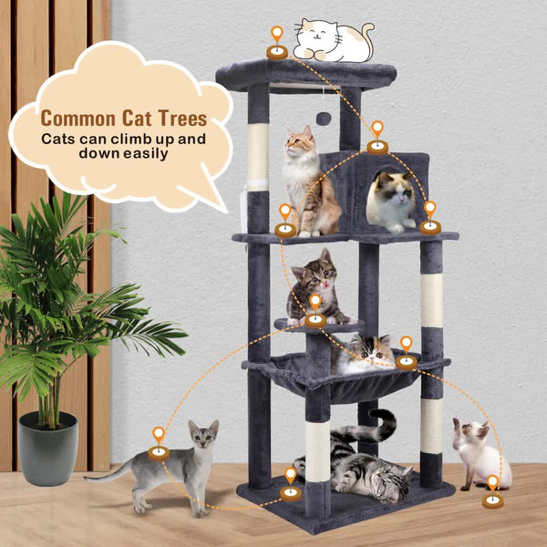 Vaka 143Cm Cat Tree Scratching Post Scratcher Tower Condo House Furniture Wood Furniture & Scratchers
