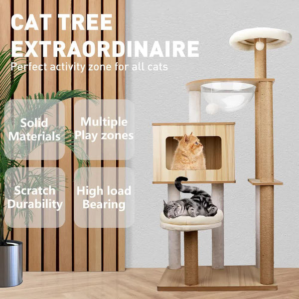 Vaka 1.42M Cat Tree Tower Scratching Post Scratcher Cats Condo House Bed Furniture Furniture & Scratchers