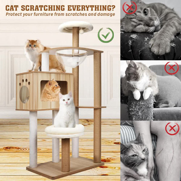 Vaka 1.42M Cat Tree Tower Scratching Post Scratcher Cats Condo House Bed Furniture Furniture & Scratchers