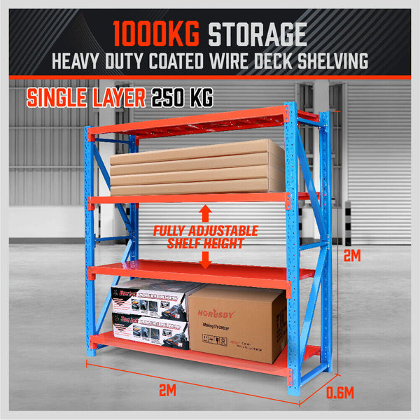 2Mx2m Steel Racks Shelves Garage Storage Warehouse Tyre Shelving 1000 Capacity Tool Shelving & Racking Systems