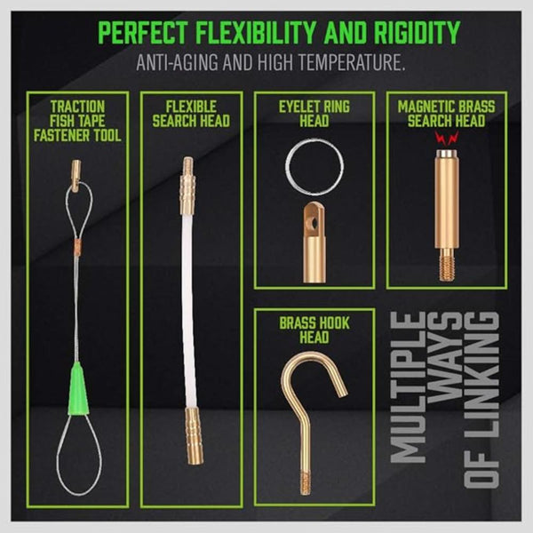 Swanlake 11Ft/3.3M Fiberglass Running Wire Pull Push Rod Fish Tape Cable Coaxial Electrical Kit Coax. Cables & Connectors