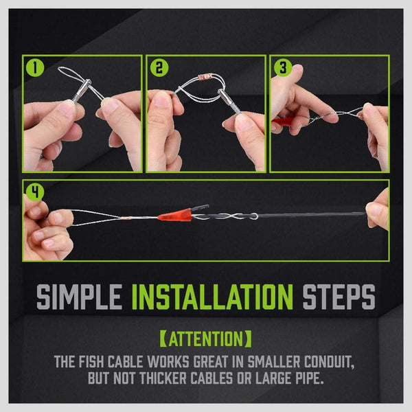 Swanlake 33 Ft/10M Fiberglass Running Wire Pull Push Rod Fish Tape Cable Coaxial Electrical Kit Coax. Cables & Connectors