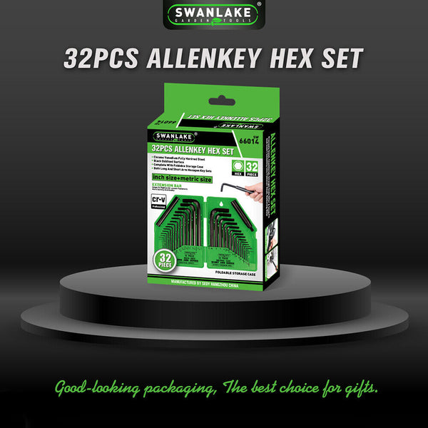 Swanlake 32Pcs Hex Key Set Allen Wrench Metric & Sae Storage Case L Shape Crv Au Hex Keys & Hex Wrenches