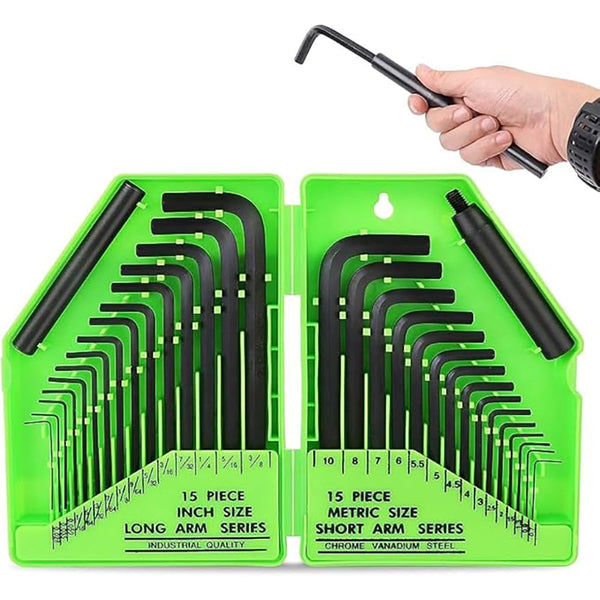 Swanlake 32Pcs Hex Key Set Allen Wrench Inch/Metric Mm 0.7Mm 10Mm Sae 0.028" 3/8 Wrench Sets