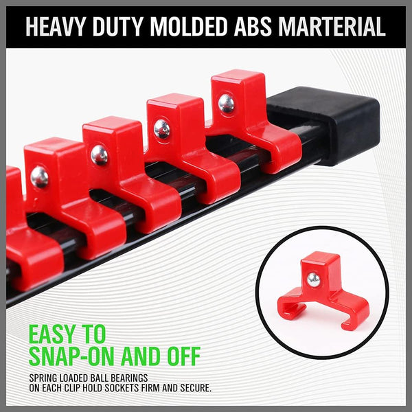 Swanlake 6 Piece Socket Organizer Set Sockets Holder Rack Rail Mountable 86 Sliding Clips Premium Quality Holders Workshop Organiser Other Tool Storag