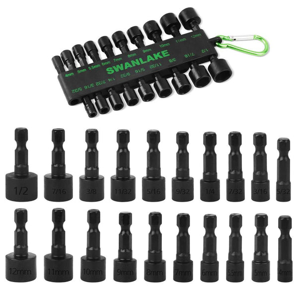 Swanlake 20Pcs Garden Tools Power Nut Driver Set Impact Drill Sae And Metric (Will Be No Tracking) Drill Bits