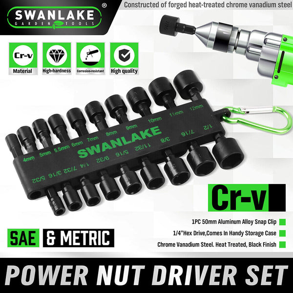 Swanlake 20Pcs Garden Tools Power Nut Driver Set Impact Drill Sae And Metric (Will Be No Tracking) Drill Bits