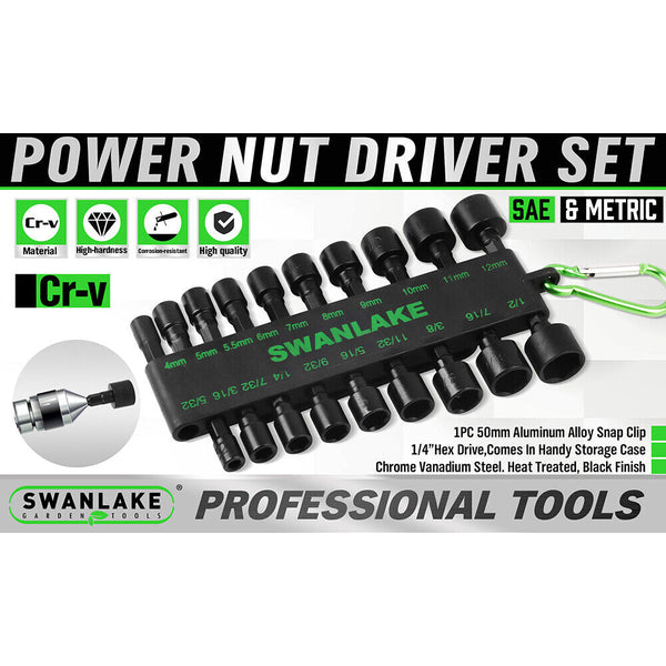 Swanlake 20Pcs Garden Tools Power Nut Driver Set Impact Drill Sae And Metric (Will Be No Tracking) Drill Bits