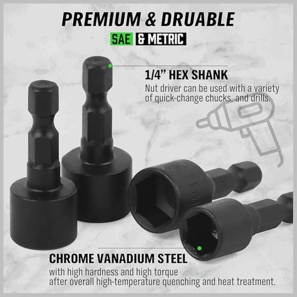 Swanlake Garden Tools (Letter With No Tracking) 20Pcs Power Nut Driver Set For Impact Drill 1/4 Hex Head Bit Sae And Metric Screwdrivers & Nutdrivers