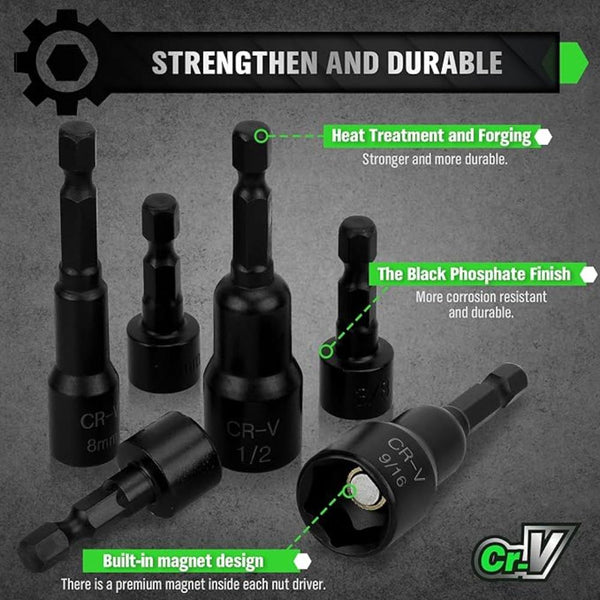 Swanlake 39Pcs Magnetic Hex Nut Driver Master Kit 1/4" Quick Change Shank Sae And Metric Power Nuts Drill Bit Tools Set Cr V Steel Screwdrivers & Nutd