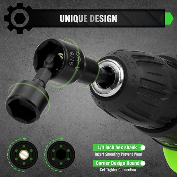 Swanlake 39Pcs Magnetic Hex Nut Driver Master Kit 1/4" Quick Change Shank Sae And Metric Power Nuts Drill Bit Tools Set Cr V Steel Screwdrivers & Nutd