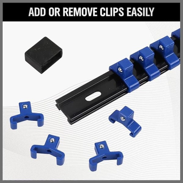 Swanlake Organiser Socket Holder 9Pcs 1/4 Inch X 48 Clips 3/8 45 1/2 36 Premium Quality Rail Other Tool Storage