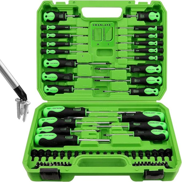 Swanlake 86Pcs Magnetic Screwdriver Set Includes Slotted Phillips Torx Mini Precision Replaceable Bits And Nut Drivers With Sturdy Tool Box Screwdrive