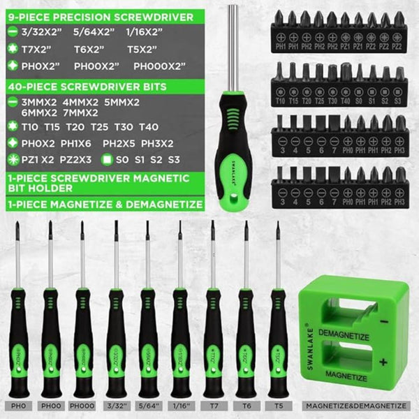 Swanlake 86Pcs Magnetic Screwdriver Set Includes Slotted Phillips Torx Mini Precision Replaceable Bits And Nut Drivers With Sturdy Tool Box Screwdrive