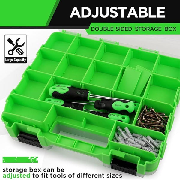 Swanlake Small Parts Organiser 34 Compartments Double Side Storage Box With Removable Dividers Tools Screw For Nuts Bolts Screws Nails Hardware Tool B
