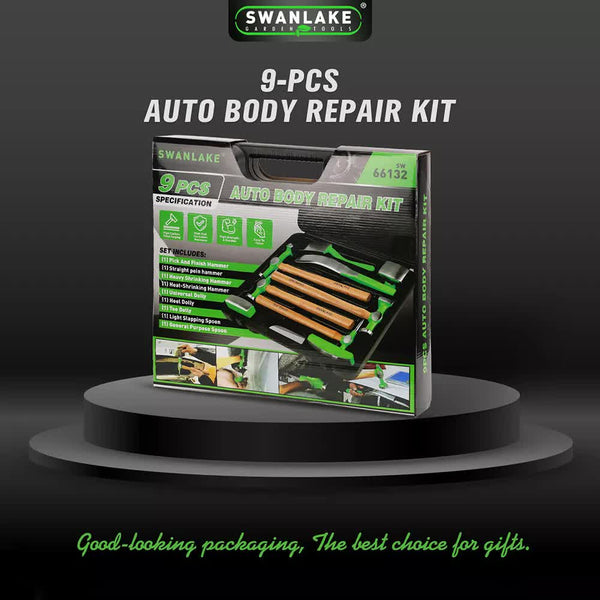 Swanlake 9 Piece Garden Tools Auto Body Hammer Dolly Set Car Dent Repair Case Dent Repair Kits & Tools