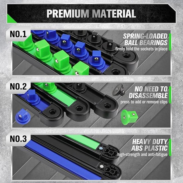 Swanlake 6 Piece Swivel Socket Organiser Set 1/4 Inch X 26 Clips 3/8 1/2 22 Premium Quality Storage Holders Other Tool Storage